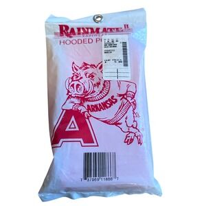 Rainmate Arkansas Razorbacks Hooded Poncho Unisex OS Red NEW Vintage Rainwear